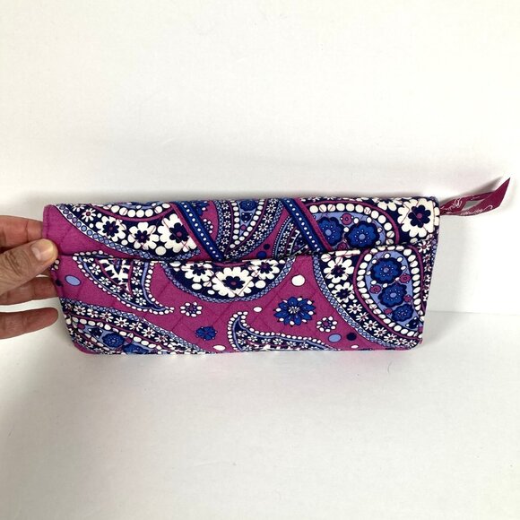 Vera Bradley Paisley Floral‎ Large Travel Wallet Colorful "Boysenberry" Pattern - Picture 2 of 7